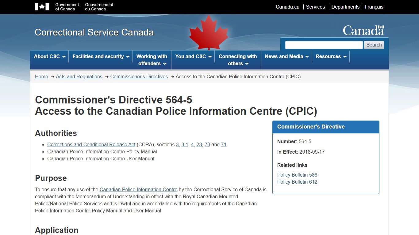Access to the Canadian Police Information Centre (CPIC)